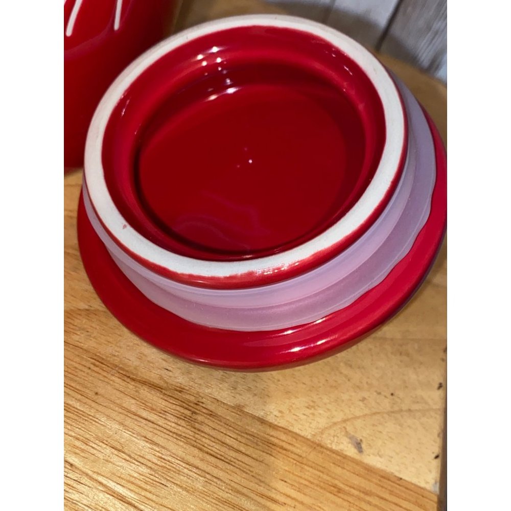 Rae Dunn Ceramic Red Cocoa Baby Canister Kitchen Cookie Jar - Picture 7 of 10